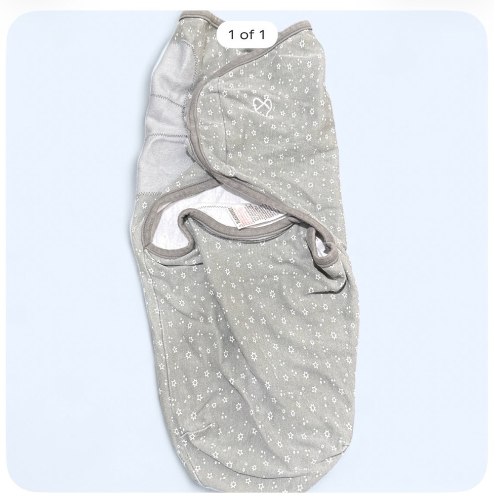 Baby Swaddle Sack in Heather Gray with Star Print 💜🩶
